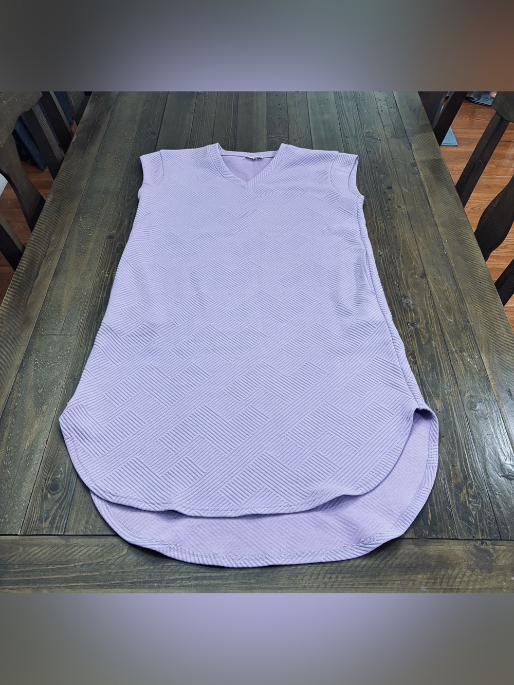 Entro Lavender Textured V-Neck Tunic Dress